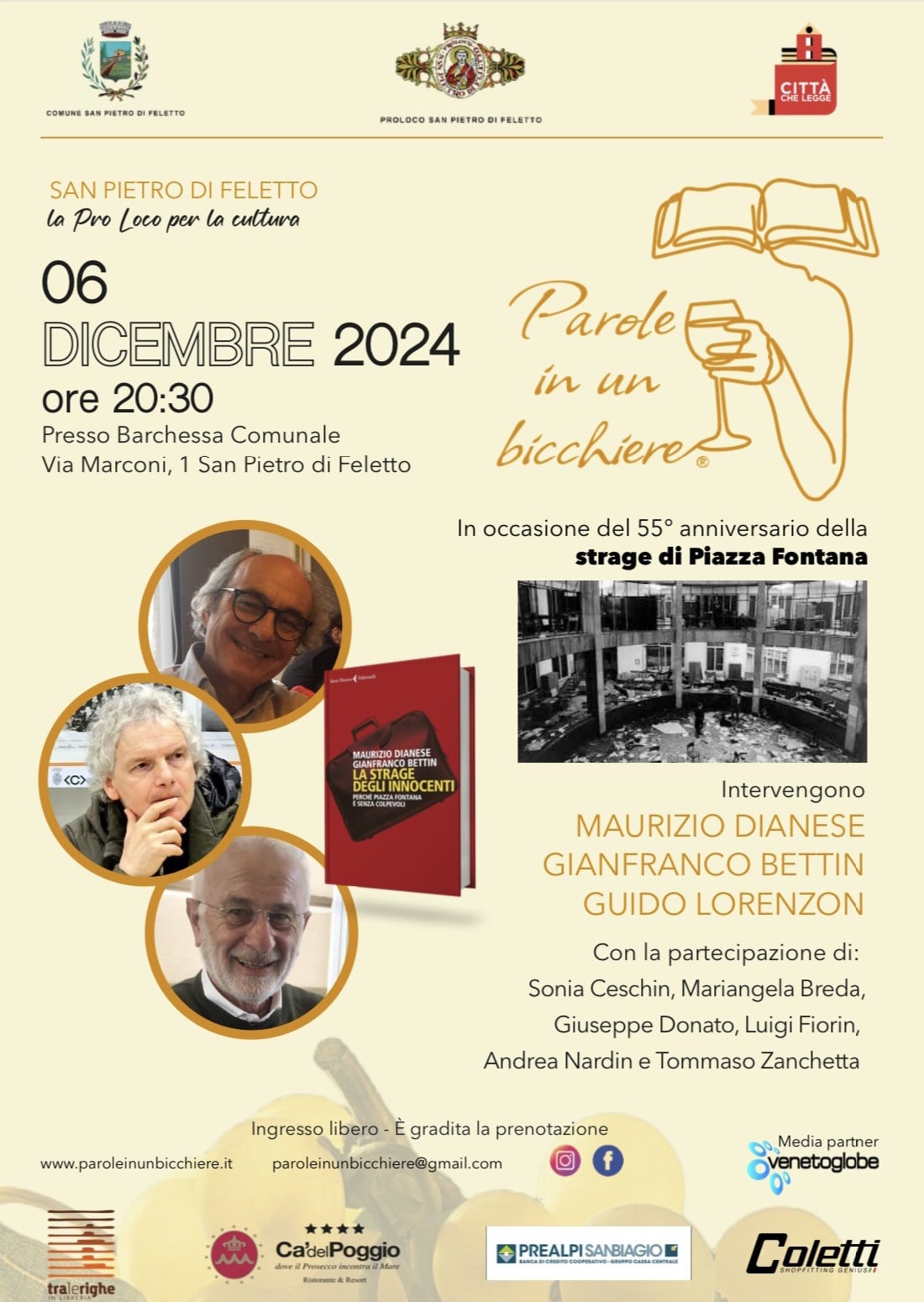 Parole in un Bicchiere - In occasione del 55° anniversario della strage di Piazza Fontana